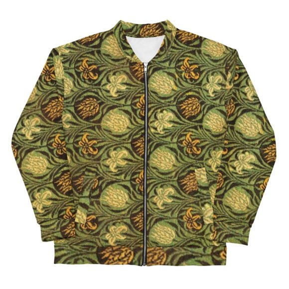 Tulip and Lily Pattern Vintage Art Print Unisex Bomber Jackets - Picture 7 of 11